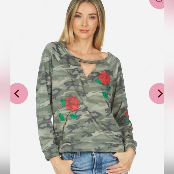 NWT Lauren Moshi Zahara Rose Camo sweatshirt - Picture 4 of 10